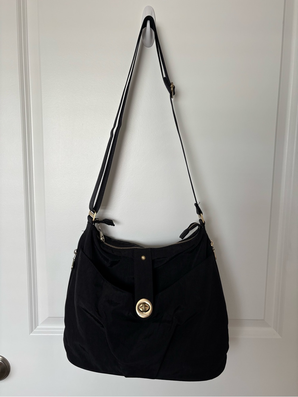 Baggallini Black Shoulder Bag with Gold Turn-Lock
